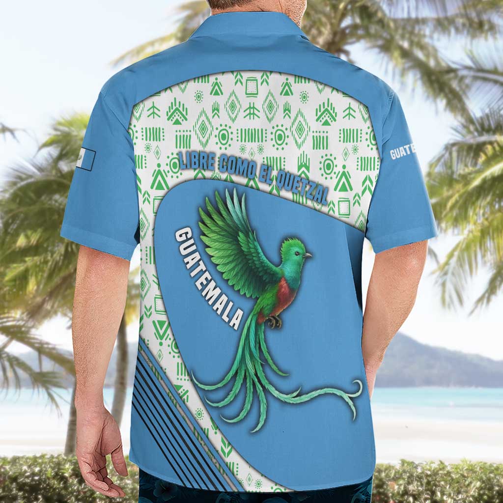Guatemala Quetzal Bird Hawaiian Shirt with Tribal Motif and Libre Como El Quetzal Design - Wonder Print Shop