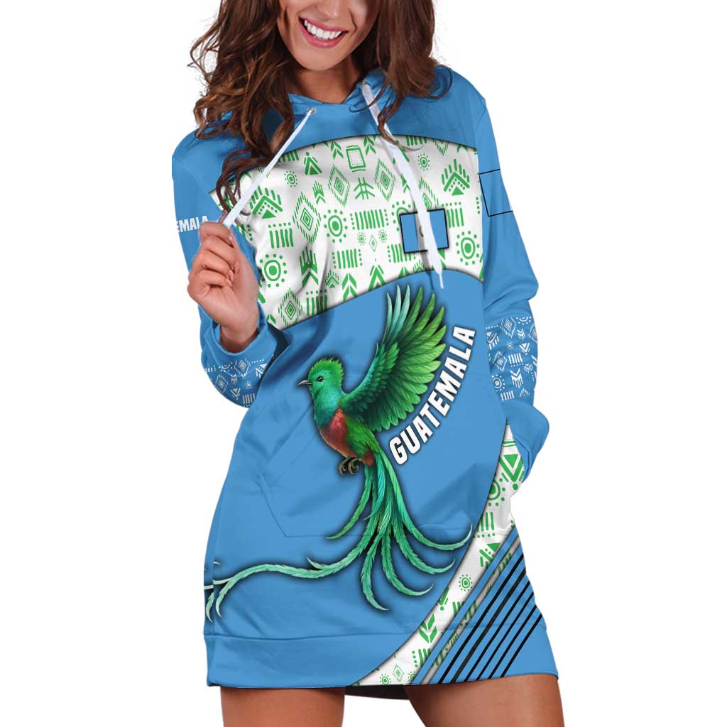 Guatemala Quetzal Bird Hoodie Dress with Tribal Motif and Libre Como El Quetzal Design - Wonder Print Shop