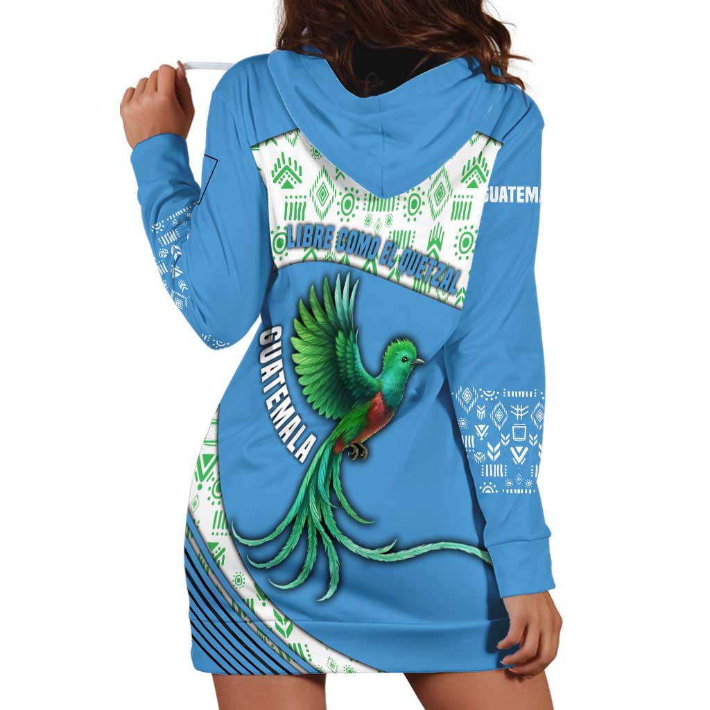 Guatemala Quetzal Bird Hoodie Dress with Tribal Motif and Libre Como El Quetzal Design - Wonder Print Shop