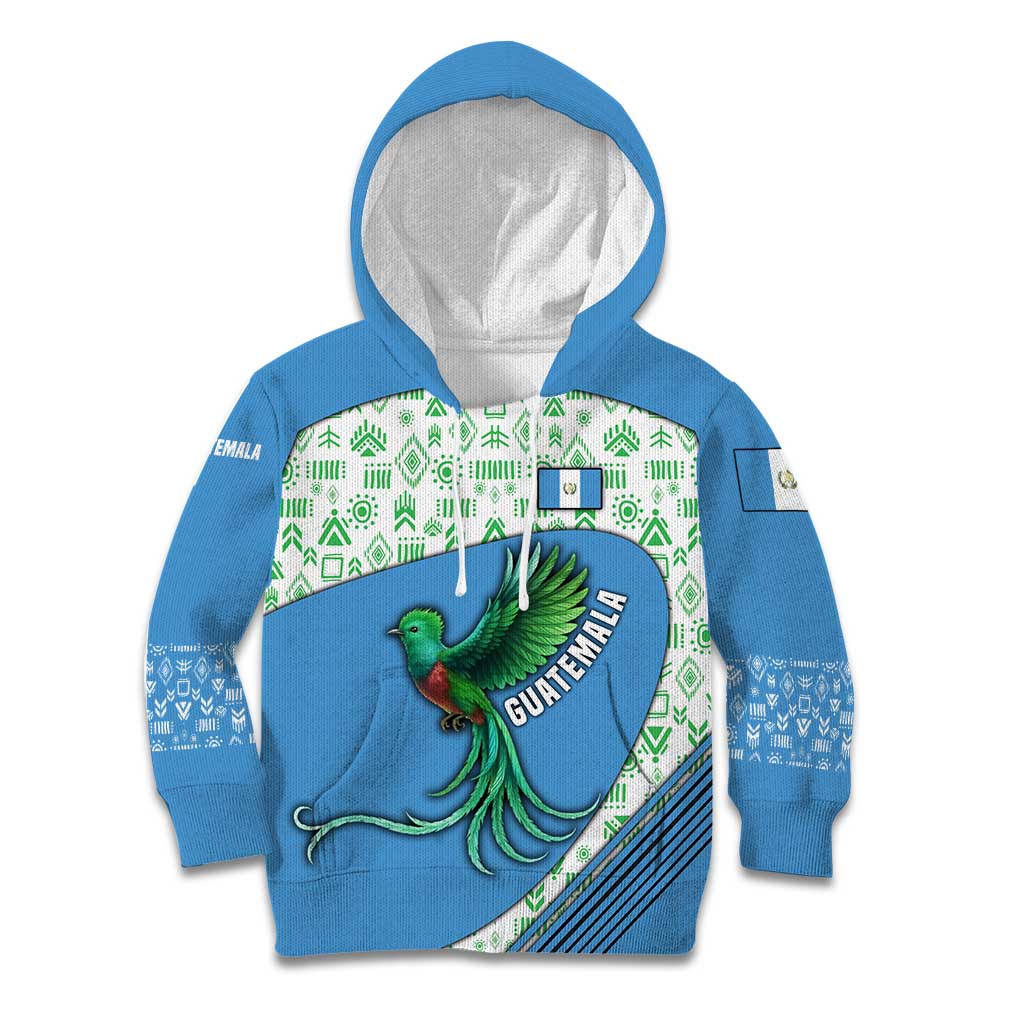 Guatemala Quetzal Bird Kid Hoodie with Tribal Motif and Libre Como El Quetzal Design - Wonder Print Shop