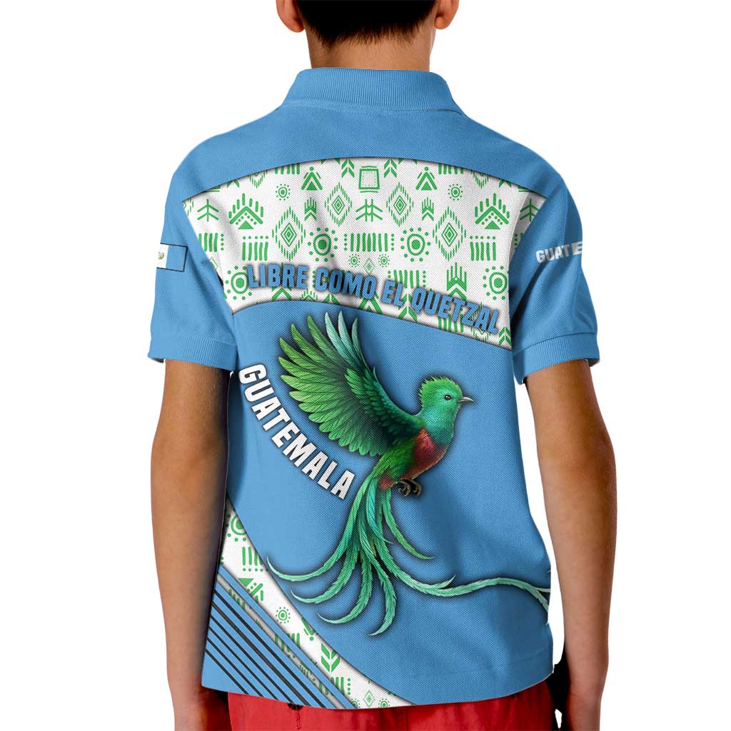 Guatemala Quetzal Bird Kid Polo Shirt with Tribal Motif and Libre Como El Quetzal Design - Wonder Print Shop