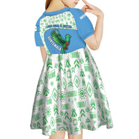 Guatemala Quetzal Bird Kid Short Sleeve Dress with Tribal Motif and Libre Como El Quetzal Design - Wonder Print Shop