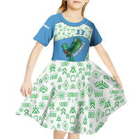 Guatemala Quetzal Bird Kid Short Sleeve Dress with Tribal Motif and Libre Como El Quetzal Design - Wonder Print Shop