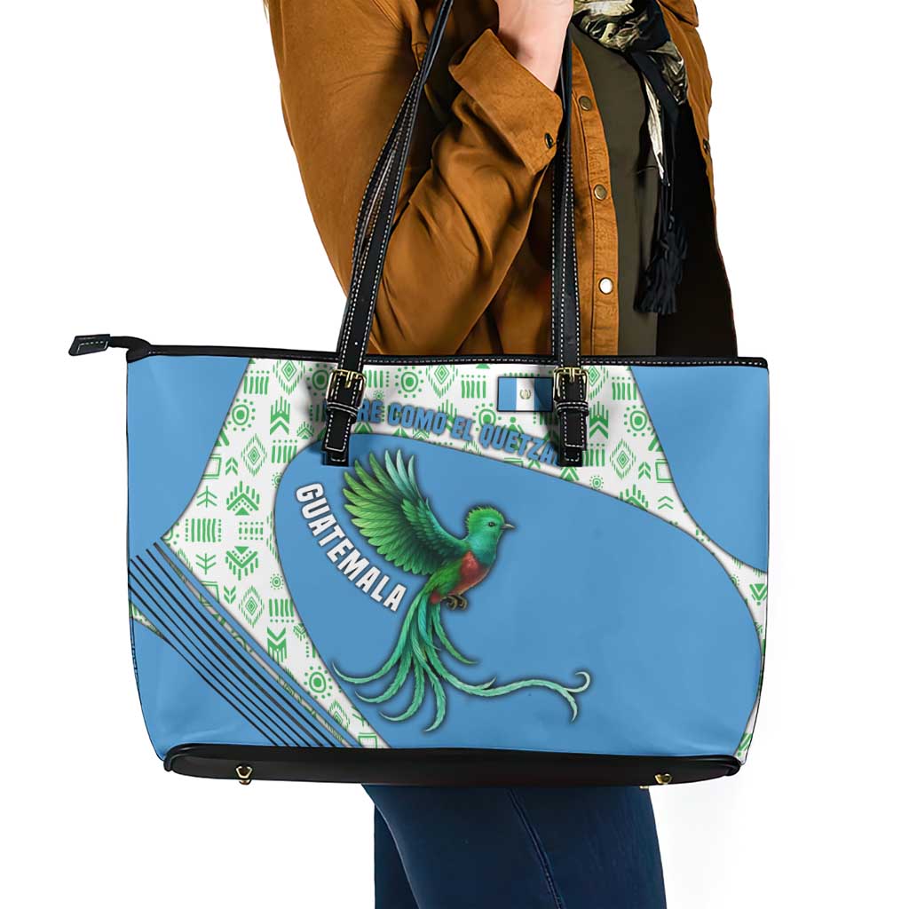 Guatemala Quetzal Bird Leather Tote Bag with Tribal Motif and Libre Como El Quetzal Design - Wonder Print Shop