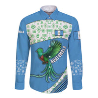 Guatemala Quetzal Bird Long Sleeve Button Shirt with Tribal Motif and Libre Como El Quetzal Design - Wonder Print Shop