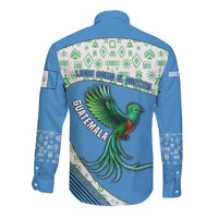 Guatemala Quetzal Bird Long Sleeve Button Shirt with Tribal Motif and Libre Como El Quetzal Design - Wonder Print Shop
