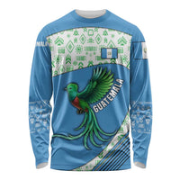 Guatemala Quetzal Bird Long Sleeve Shirt with Tribal Motif and Libre Como El Quetzal Design - Wonder Print Shop