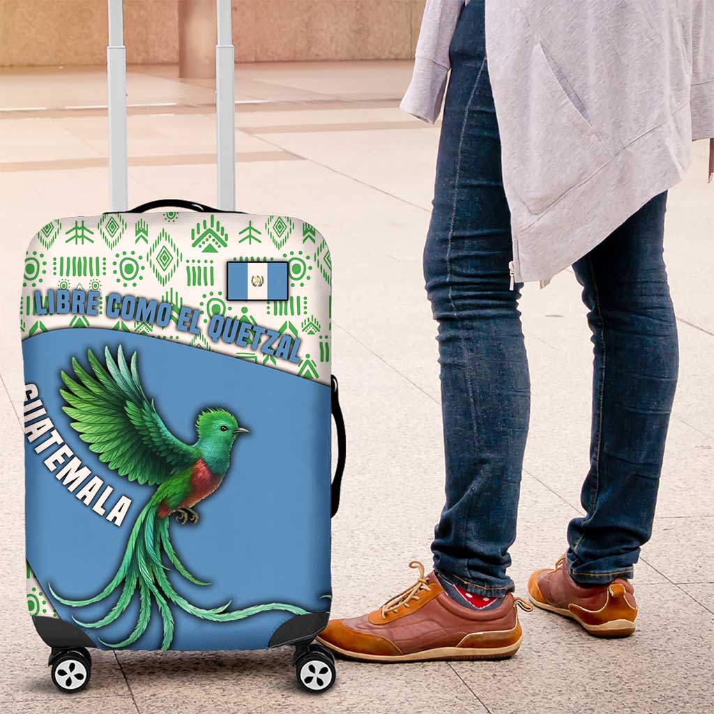 Guatemala Quetzal Bird Luggage Cover with Tribal Motif and Libre Como El Quetzal Design - Wonder Print Shop
