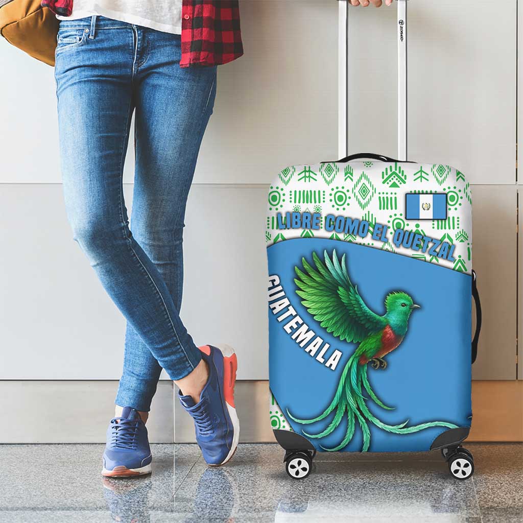 Guatemala Quetzal Bird Luggage Cover with Tribal Motif and Libre Como El Quetzal Design - Wonder Print Shop