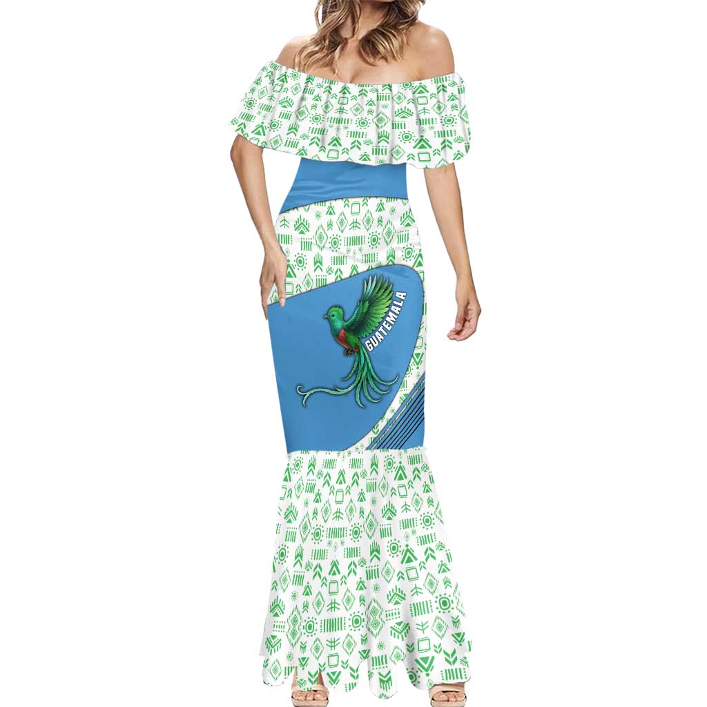 Guatemala Quetzal Bird Mermaid Dress with Tribal Motif and Libre Como El Quetzal Design - Wonder Print Shop