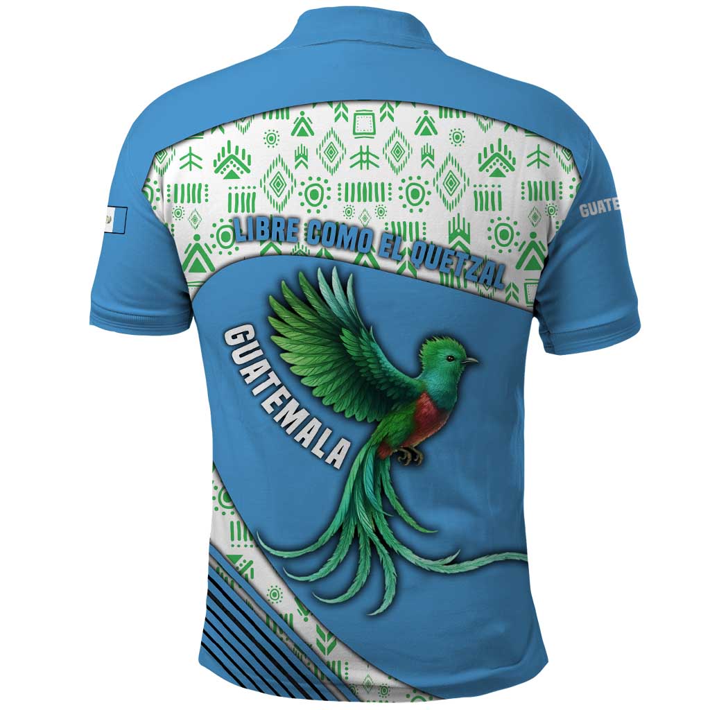 Guatemala Quetzal Bird Polo Shirt with Tribal Motif and Libre Como El Quetzal Design - Wonder Print Shop