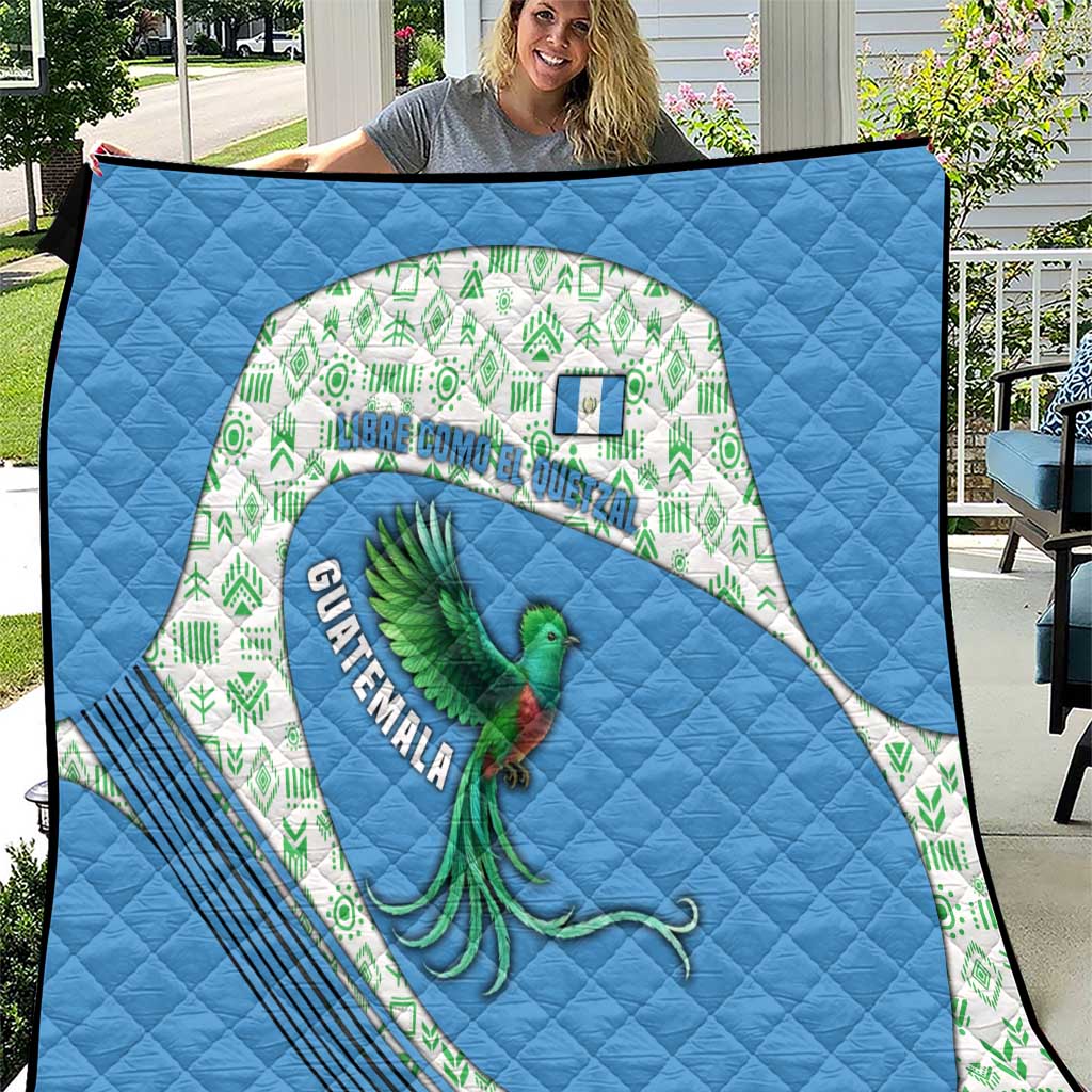 Guatemala Quetzal Bird Quilt with Tribal Motif and Libre Como El Quetzal Design - Wonder Print Shop