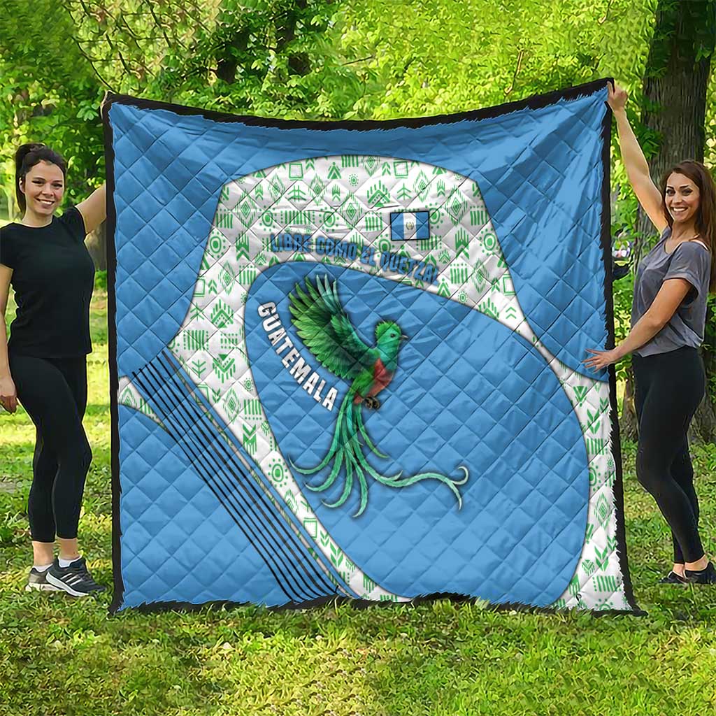 Guatemala Quetzal Bird Quilt with Tribal Motif and Libre Como El Quetzal Design - Wonder Print Shop