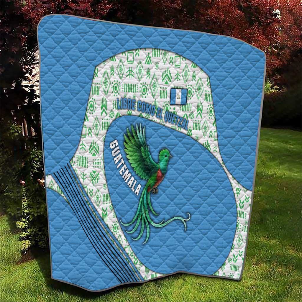 Guatemala Quetzal Bird Quilt with Tribal Motif and Libre Como El Quetzal Design - Wonder Print Shop