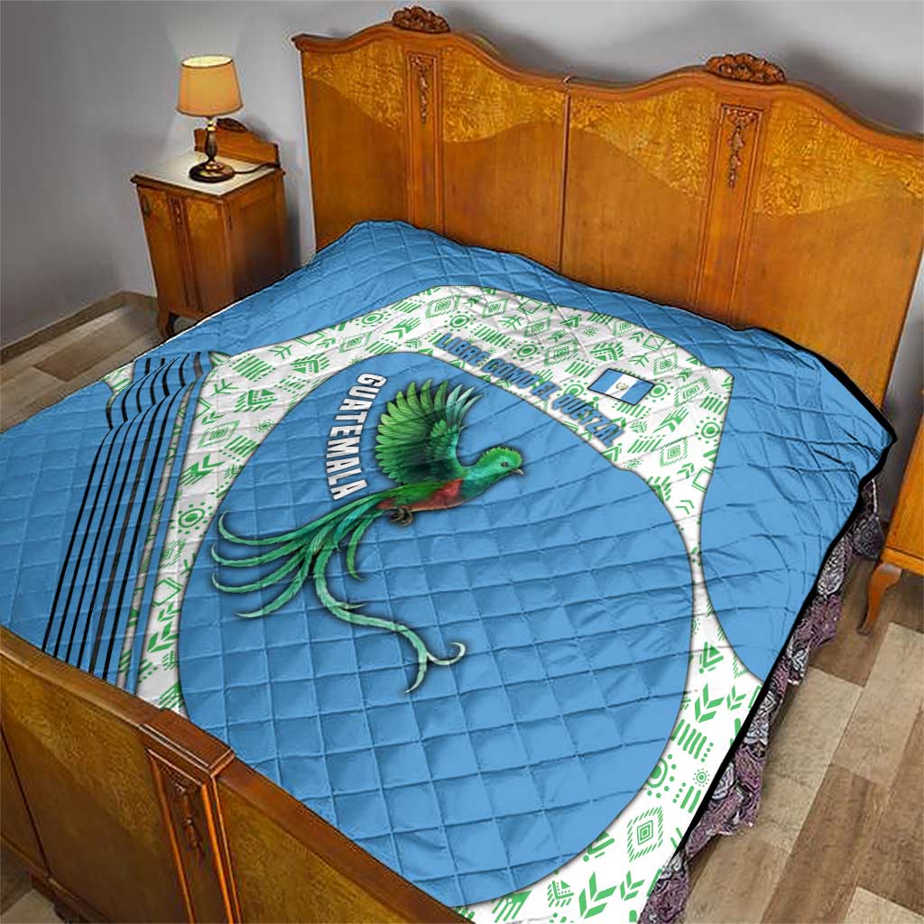 Guatemala Quetzal Bird Quilt with Tribal Motif and Libre Como El Quetzal Design - Wonder Print Shop