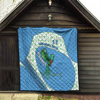 Guatemala Quetzal Bird Quilt with Tribal Motif and Libre Como El Quetzal Design - Wonder Print Shop