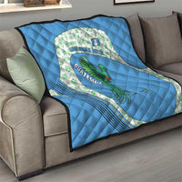 Guatemala Quetzal Bird Quilt with Tribal Motif and Libre Como El Quetzal Design - Wonder Print Shop
