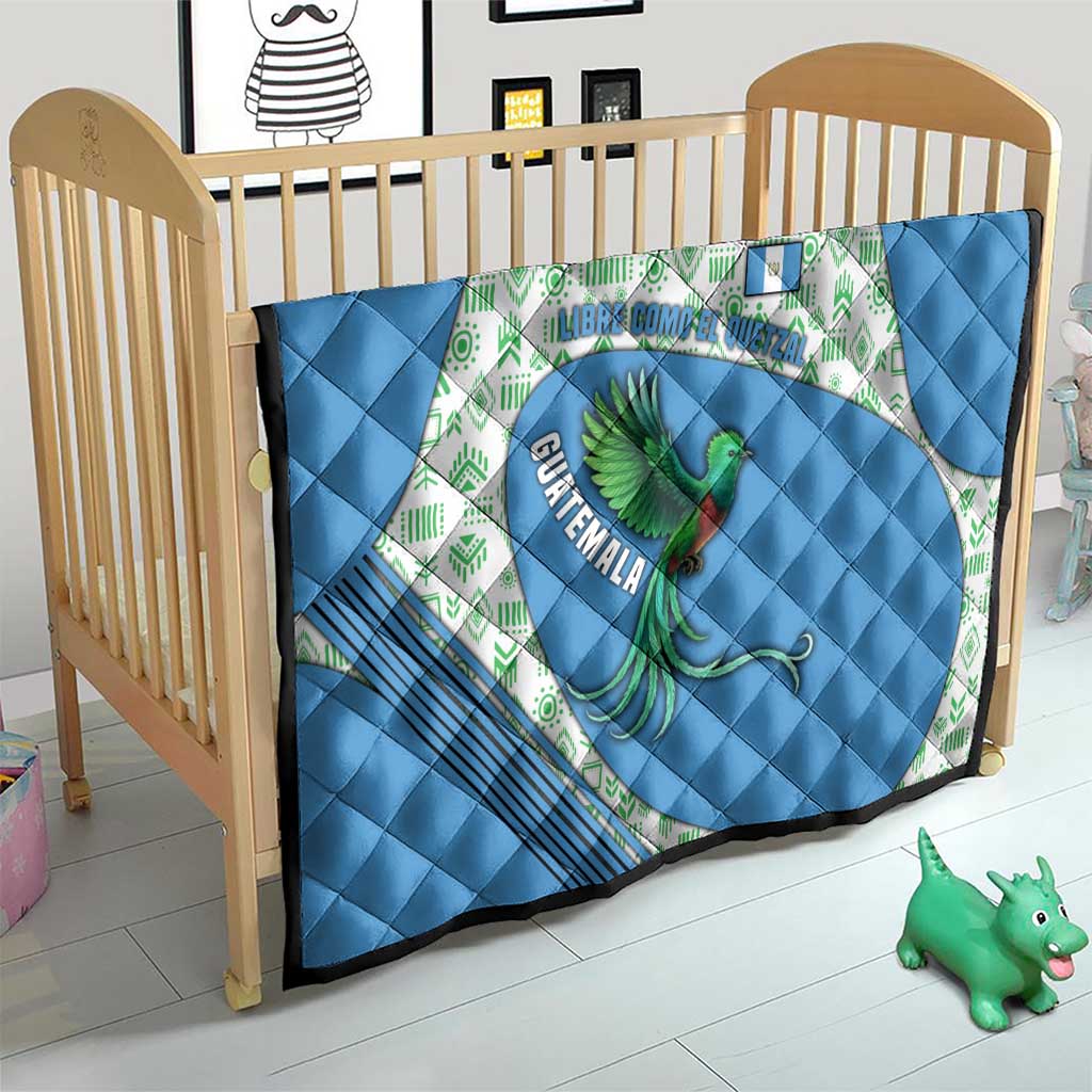 Guatemala Quetzal Bird Quilt with Tribal Motif and Libre Como El Quetzal Design - Wonder Print Shop