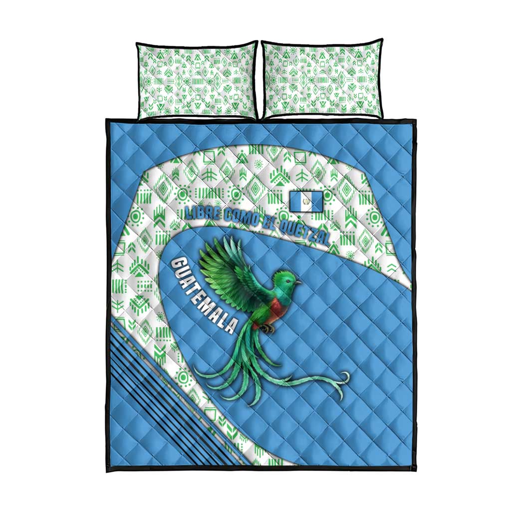 Guatemala Quetzal Bird Quilt Bed Set with Tribal Motif and Libre Como El Quetzal Design - Wonder Print Shop