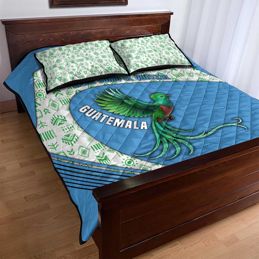 Guatemala Quetzal Bird Quilt Bed Set with Tribal Motif and Libre Como El Quetzal Design - Wonder Print Shop