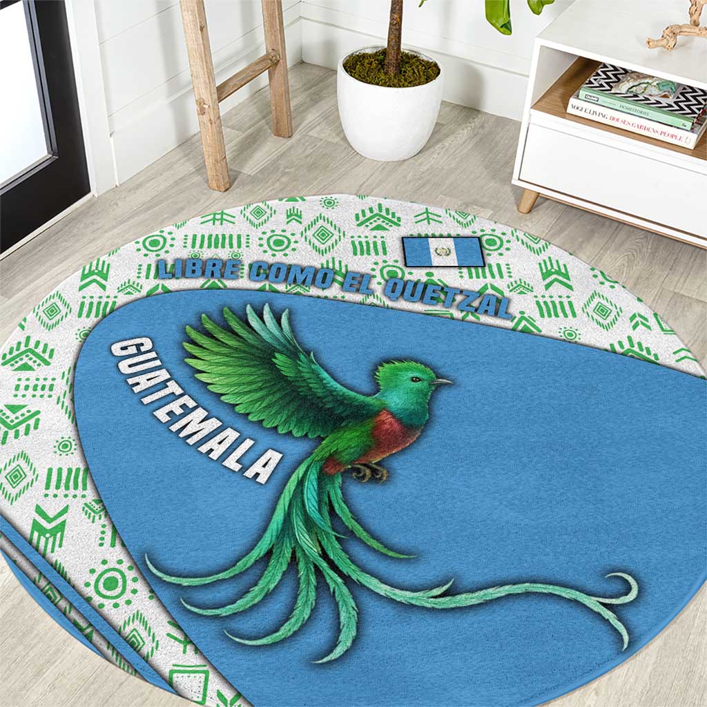 Guatemala Quetzal Bird Round Carpet with Tribal Motif and Libre Como El Quetzal Design - Wonder Print Shop