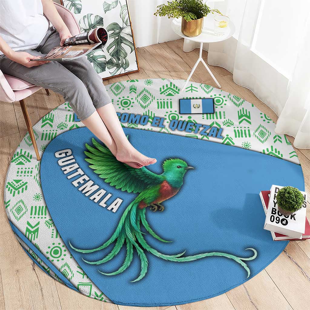 Guatemala Quetzal Bird Round Carpet with Tribal Motif and Libre Como El Quetzal Design - Wonder Print Shop