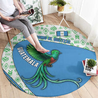 Guatemala Quetzal Bird Round Carpet with Tribal Motif and Libre Como El Quetzal Design - Wonder Print Shop