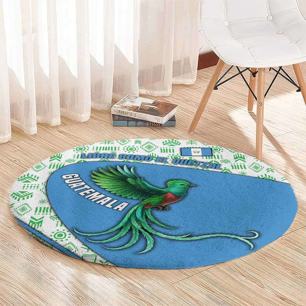 Guatemala Quetzal Bird Round Carpet with Tribal Motif and Libre Como El Quetzal Design - Wonder Print Shop