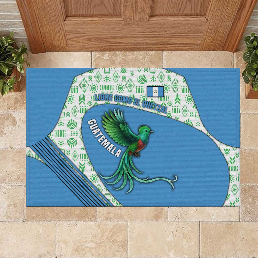 Guatemala Quetzal Bird Rubber Doormat with Tribal Motif and Libre Como El Quetzal Design - Wonder Print Shop