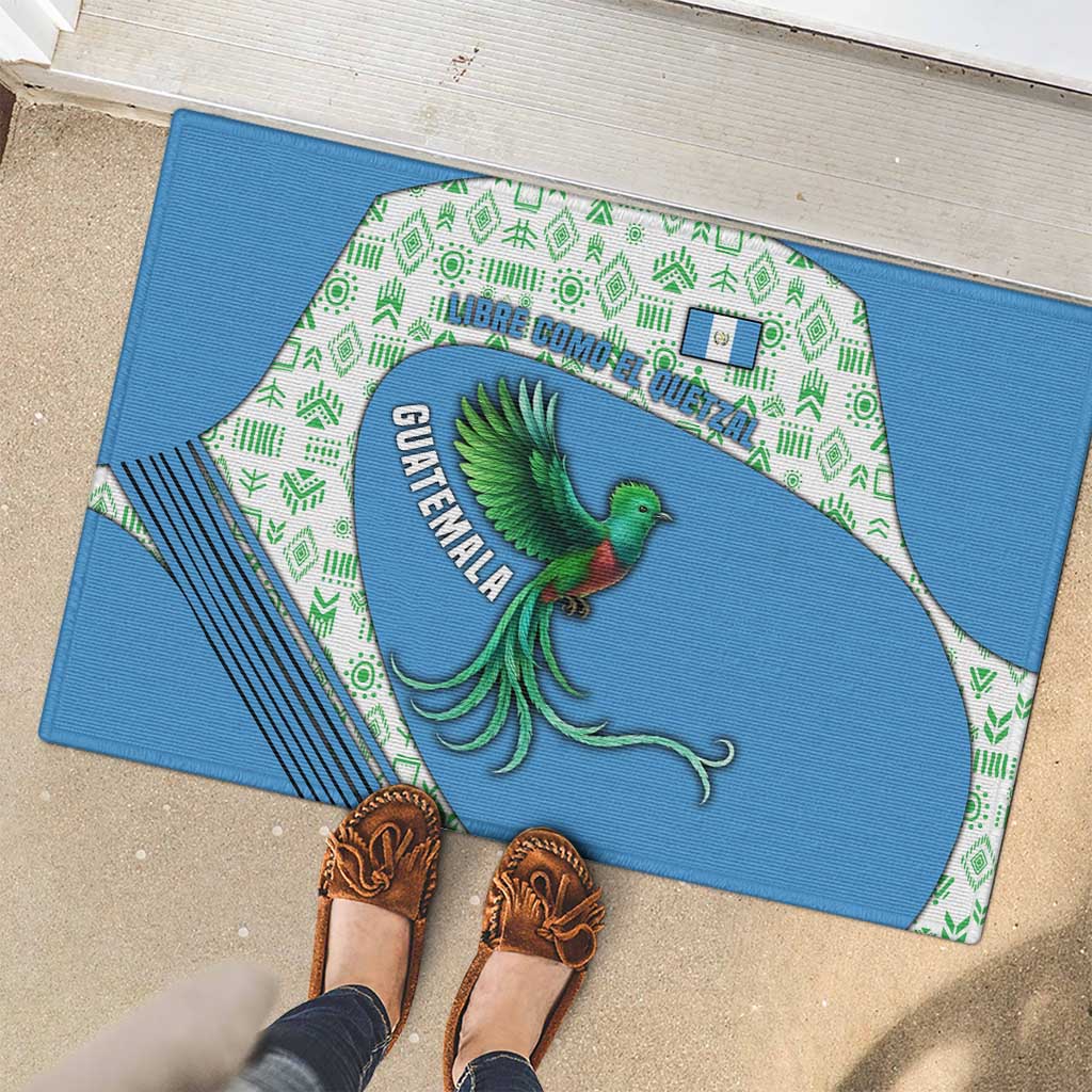 Guatemala Quetzal Bird Rubber Doormat with Tribal Motif and Libre Como El Quetzal Design - Wonder Print Shop