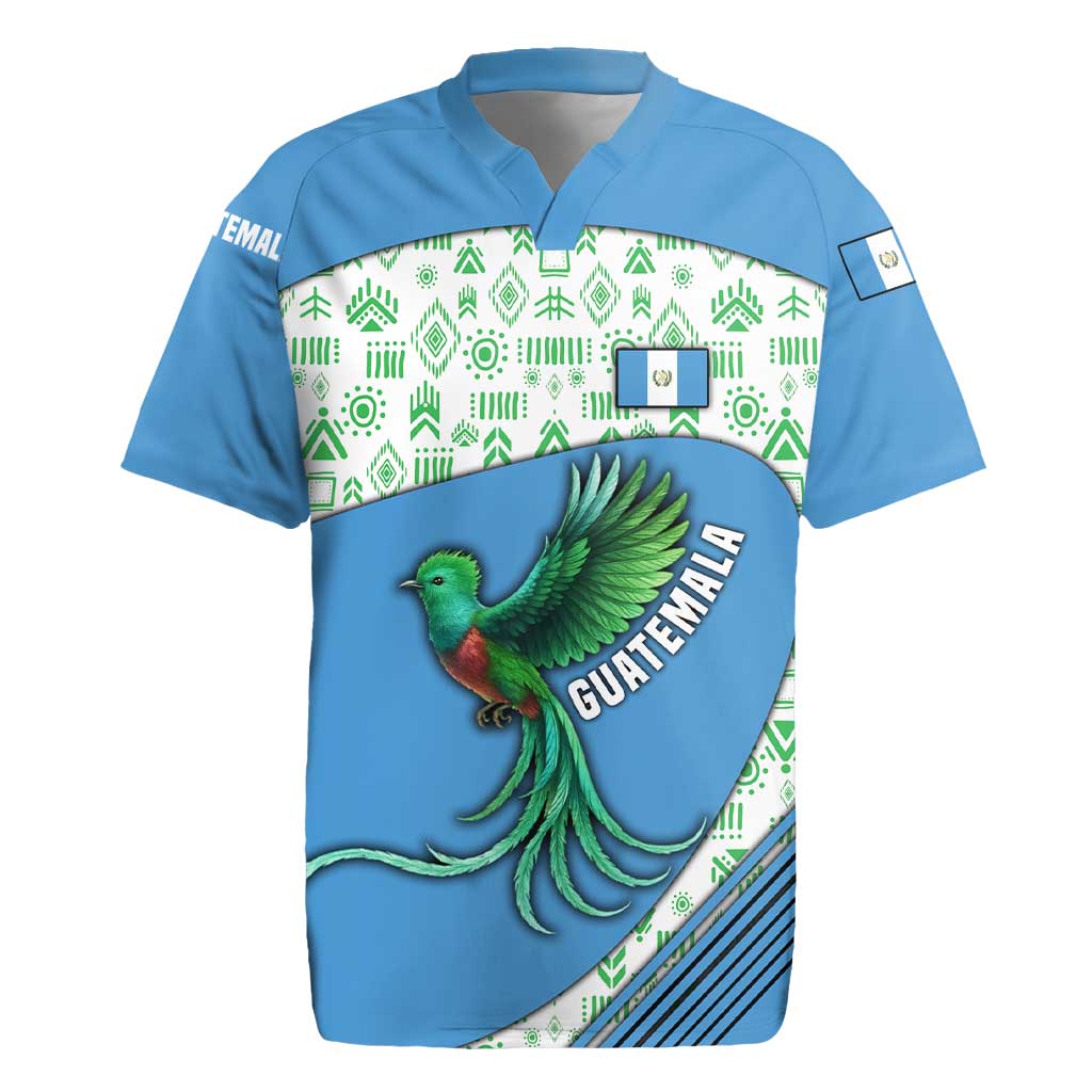 Guatemala Quetzal Bird Rugby Jersey with Tribal Motif and Libre Como El Quetzal Design - Wonder Print Shop