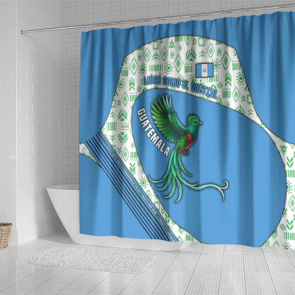 Guatemala Quetzal Bird Shower Curtain with Tribal Motif and Libre Como El Quetzal Design - Wonder Print Shop