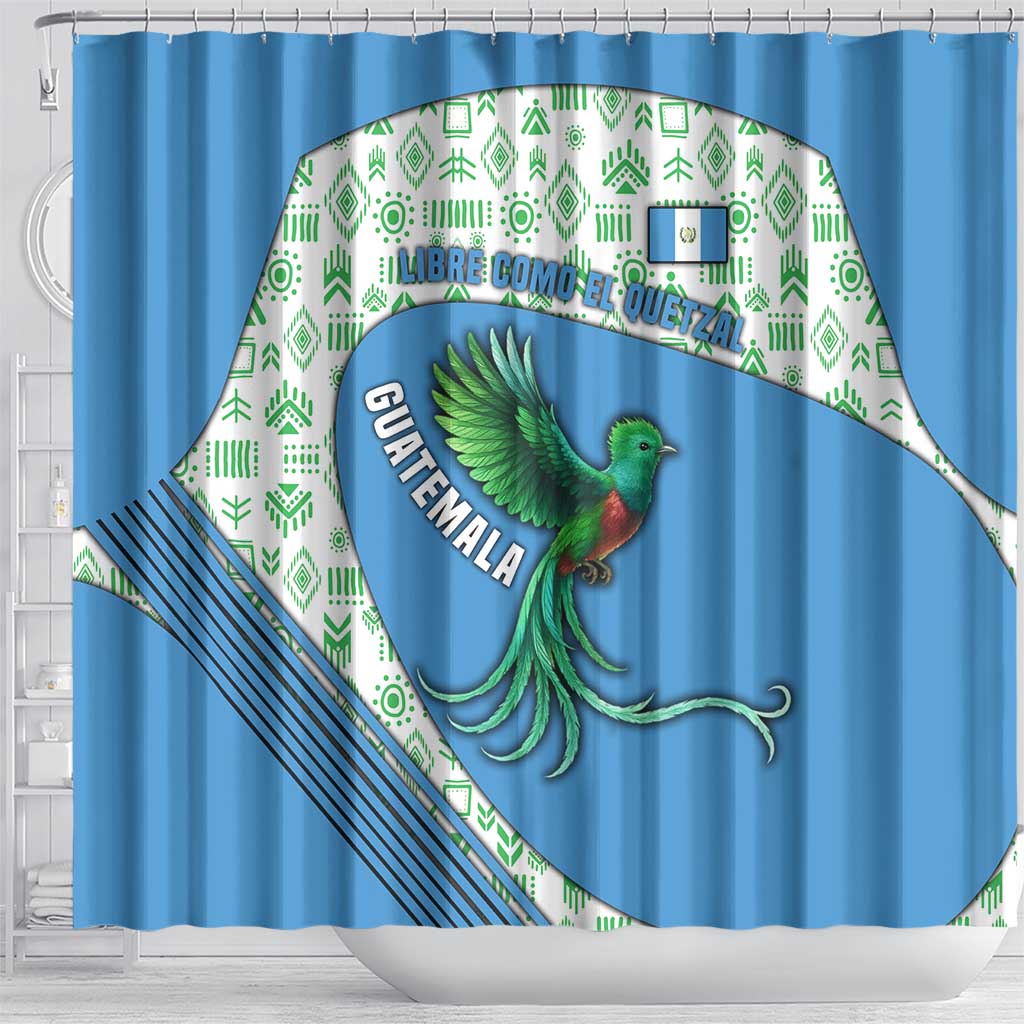 Guatemala Quetzal Bird Shower Curtain with Tribal Motif and Libre Como El Quetzal Design - Wonder Print Shop