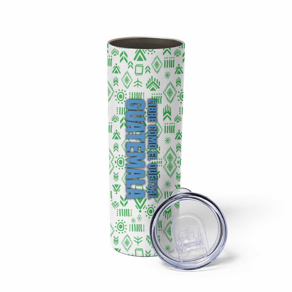 Guatemala Quetzal Bird Skinny Tumbler with Tribal Motif and Libre Como El Quetzal Design - Wonder Print Shop