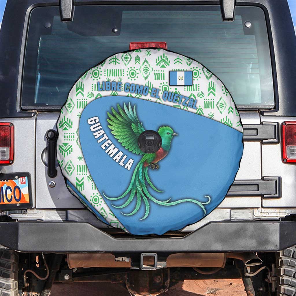 Guatemala Quetzal Bird Spare Tire Cover with Tribal Motif and Libre Como El Quetzal Design - Wonder Print Shop