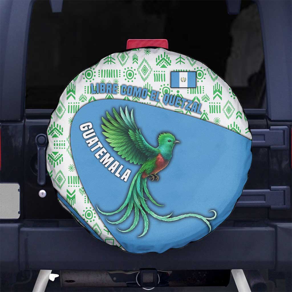 Guatemala Quetzal Bird Spare Tire Cover with Tribal Motif and Libre Como El Quetzal Design - Wonder Print Shop