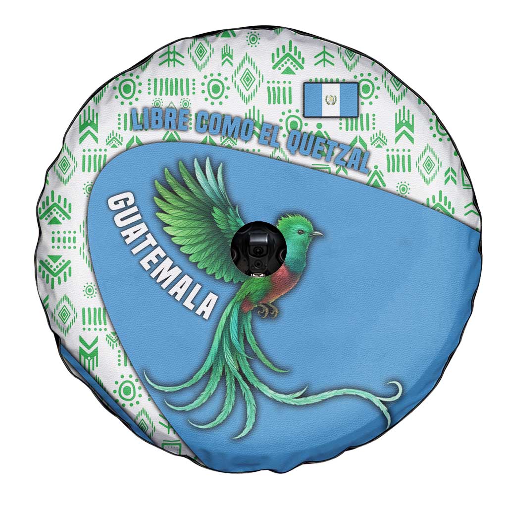 Guatemala Quetzal Bird Spare Tire Cover with Tribal Motif and Libre Como El Quetzal Design - Wonder Print Shop