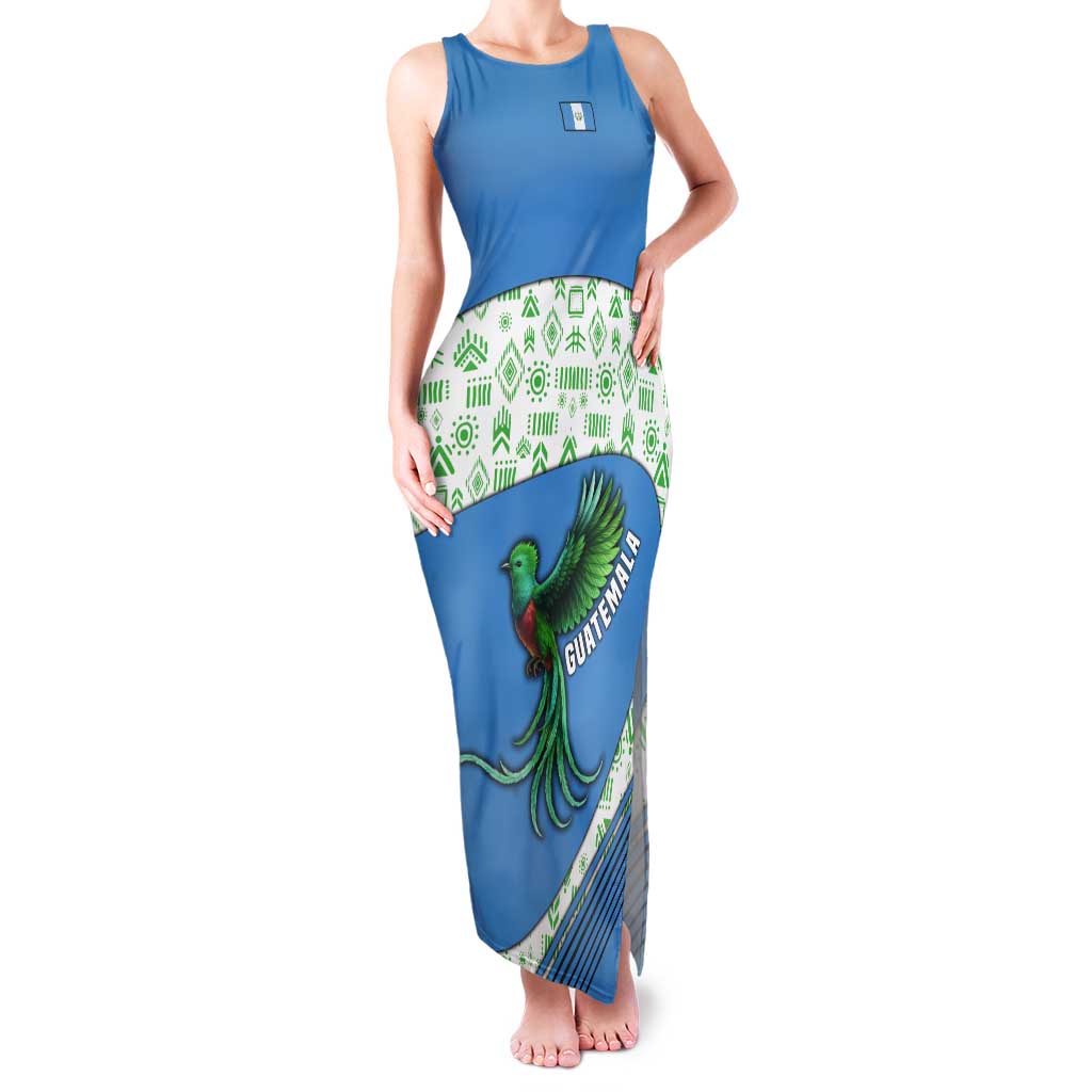 Guatemala Quetzal Bird Tank Maxi Dress with Tribal Motif and Libre Como El Quetzal Design - Wonder Print Shop