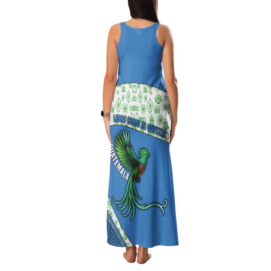 Guatemala Quetzal Bird Tank Maxi Dress with Tribal Motif and Libre Como El Quetzal Design - Wonder Print Shop
