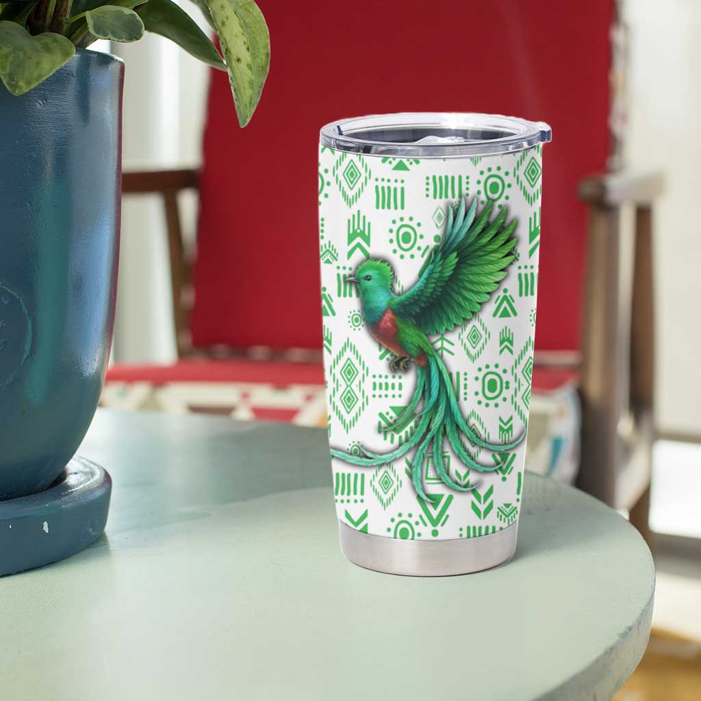 Guatemala Quetzal Bird Tumbler Cup with Tribal Motif and Libre Como El Quetzal Design - Wonder Print Shop