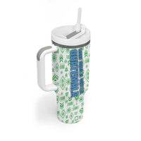 Guatemala Quetzal Bird Tumbler With Handle with Tribal Motif and Libre Como El Quetzal Design - Wonder Print Shop