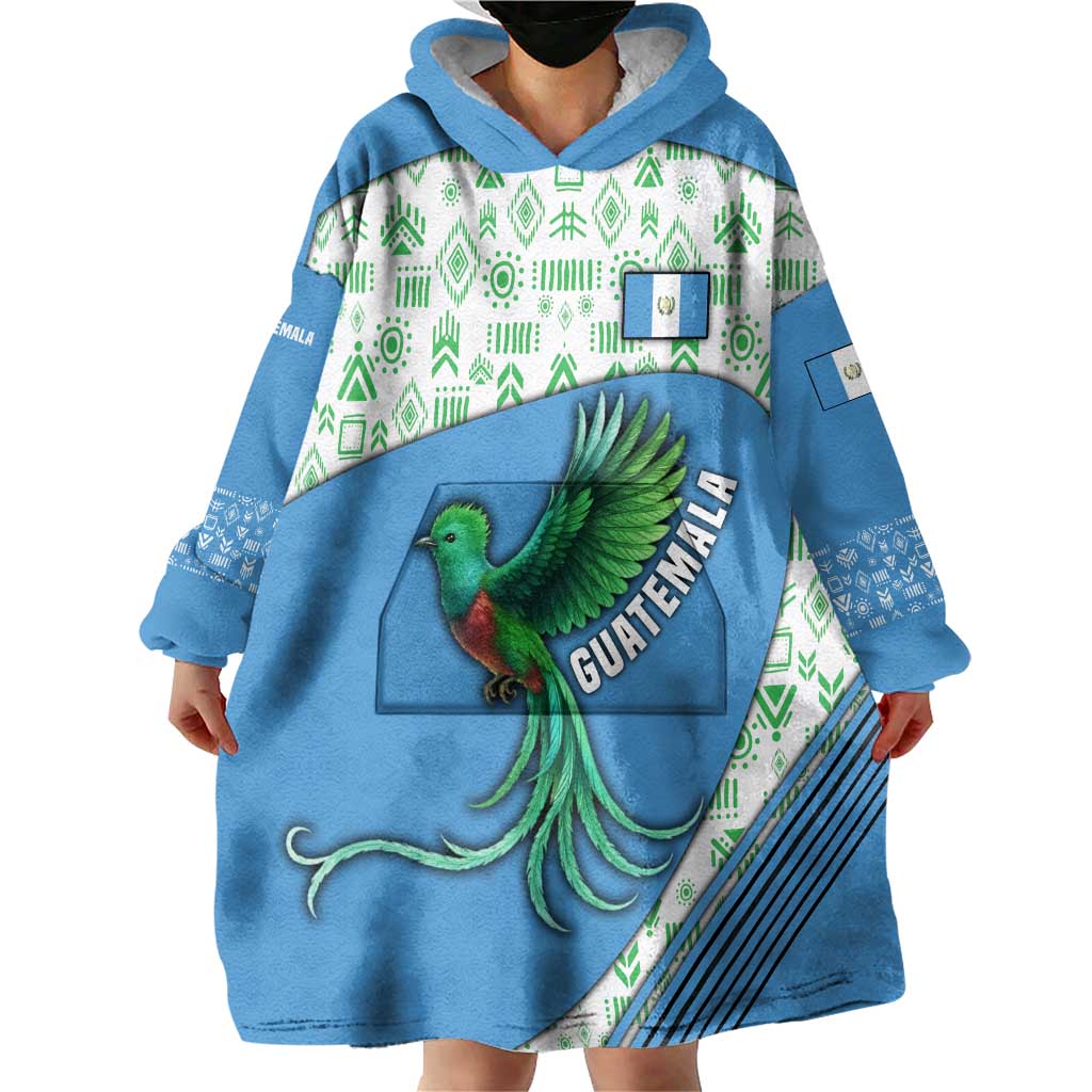 Guatemala Quetzal Bird Wearable Blanket Hoodie with Tribal Motif and Libre Como El Quetzal Design - Wonder Print Shop