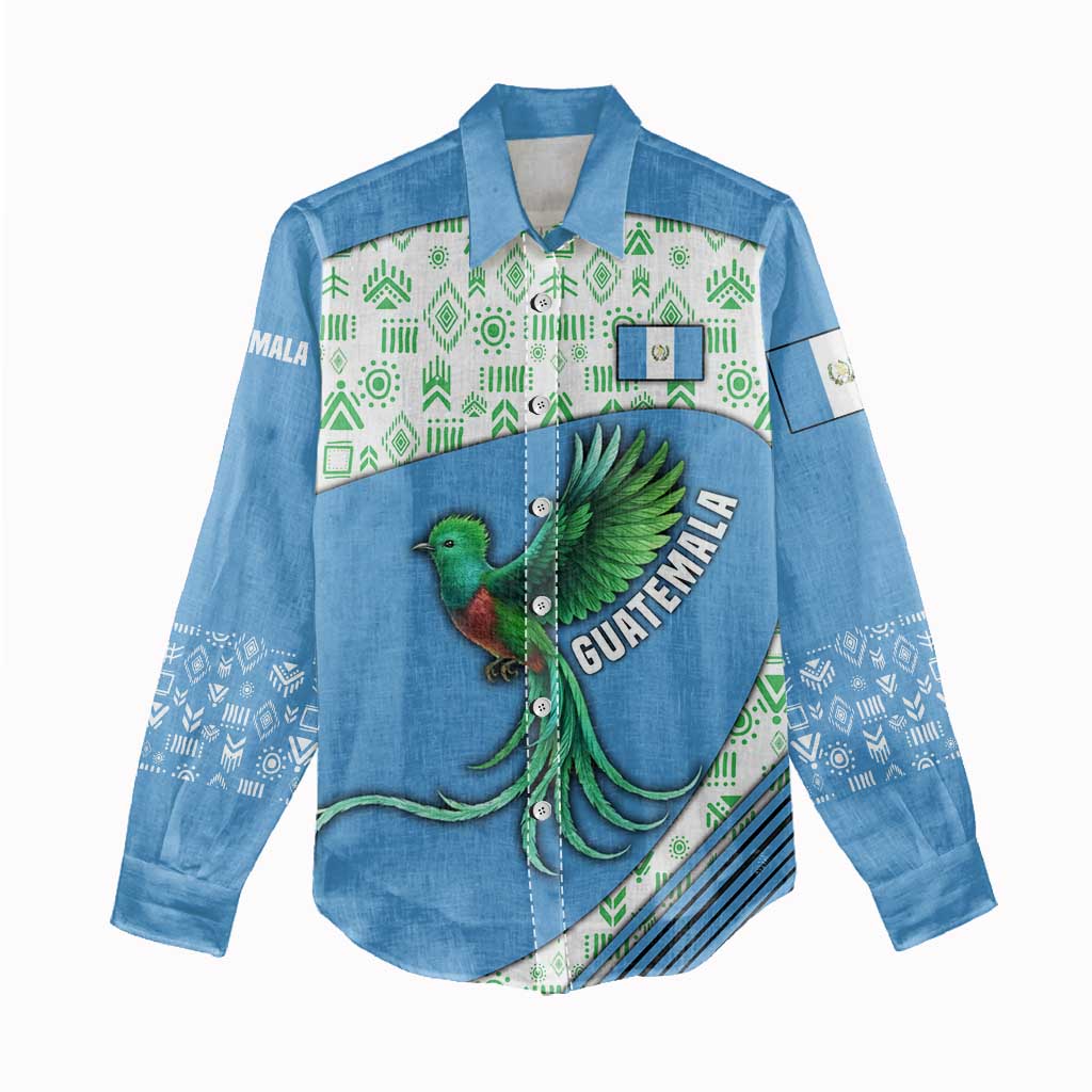Guatemala Quetzal Bird Women Casual Shirt with Tribal Motif and Libre Como El Quetzal Design - Wonder Print Shop