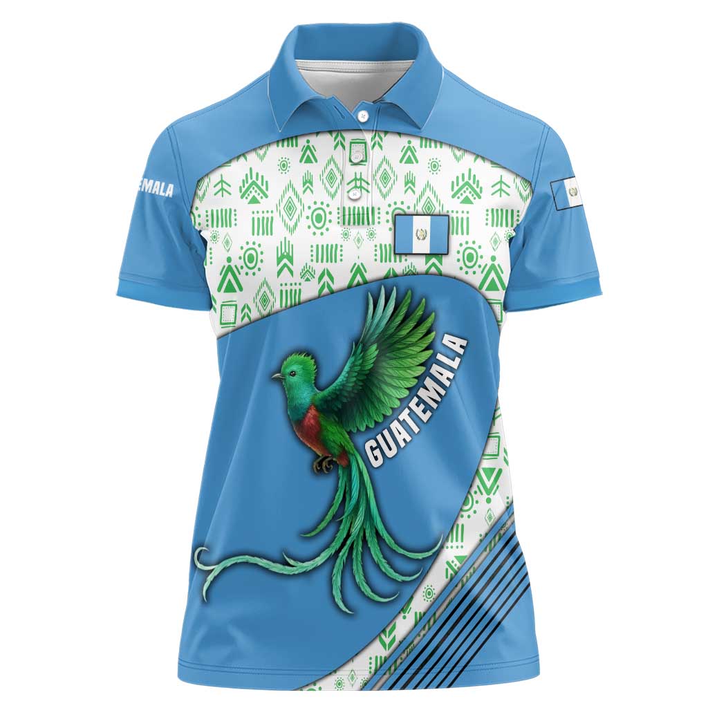 Guatemala Quetzal Bird Women Polo Shirt with Tribal Motif and Libre Como El Quetzal Design - Wonder Print Shop