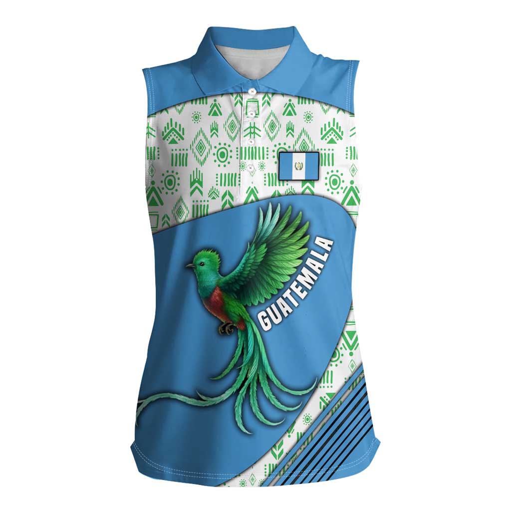 Guatemala Quetzal Bird Women Sleeveless Polo Shirt with Tribal Motif and Libre Como El Quetzal Design - Wonder Print Shop