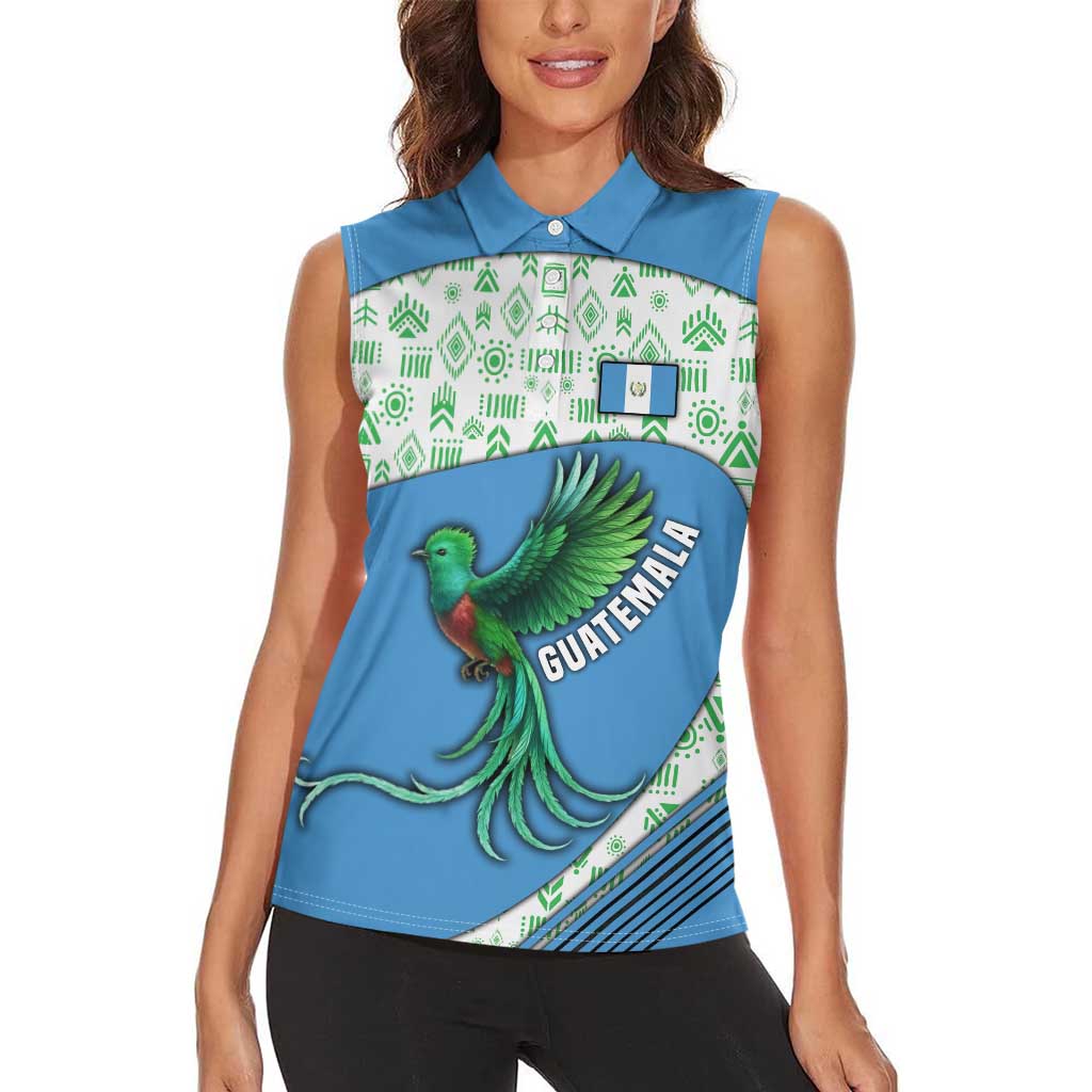Guatemala Quetzal Bird Women Sleeveless Polo Shirt with Tribal Motif and Libre Como El Quetzal Design - Wonder Print Shop