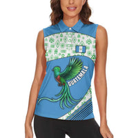 Guatemala Quetzal Bird Women Sleeveless Polo Shirt with Tribal Motif and Libre Como El Quetzal Design - Wonder Print Shop