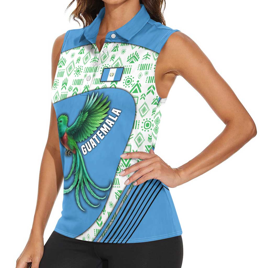 Guatemala Quetzal Bird Women Sleeveless Polo Shirt with Tribal Motif and Libre Como El Quetzal Design - Wonder Print Shop