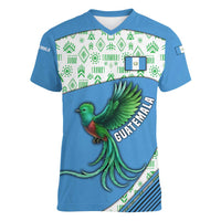 Guatemala Quetzal Bird Women V-Neck T-Shirt with Tribal Motif and Libre Como El Quetzal Design - Wonder Print Shop