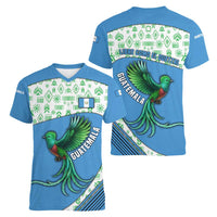 Guatemala Quetzal Bird Women V-Neck T-Shirt with Tribal Motif and Libre Como El Quetzal Design - Wonder Print Shop